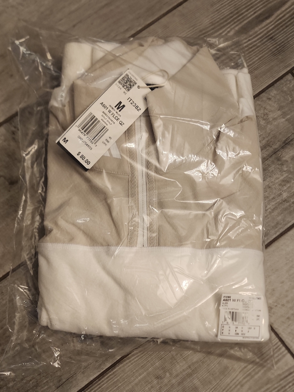 Adidas Quarter-Zip Pullover in Cream and White